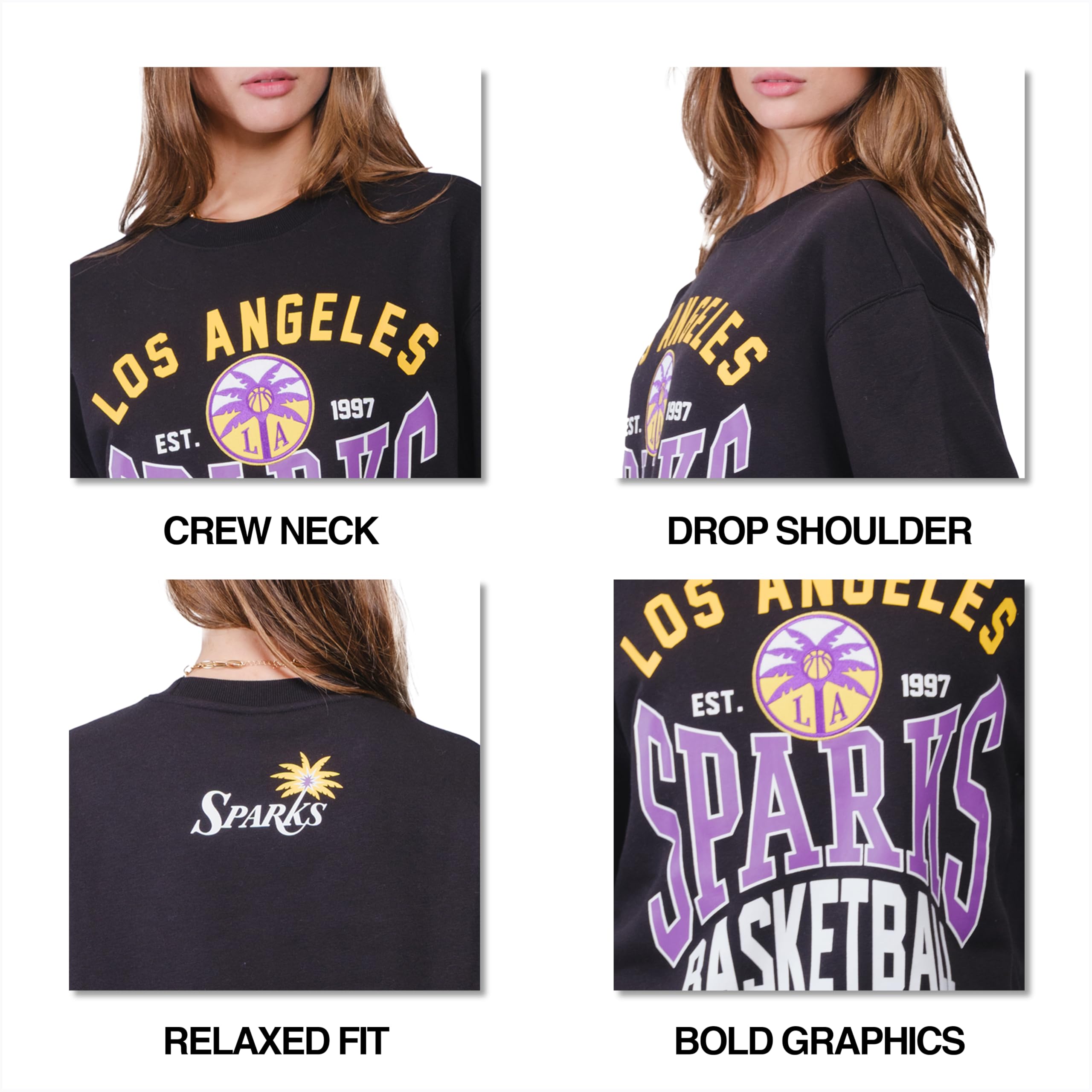 Ultra Game WNBA Unisex-Adult WNBA Official Super Soft Oversized Crewneck Sweatshirt - Image 5