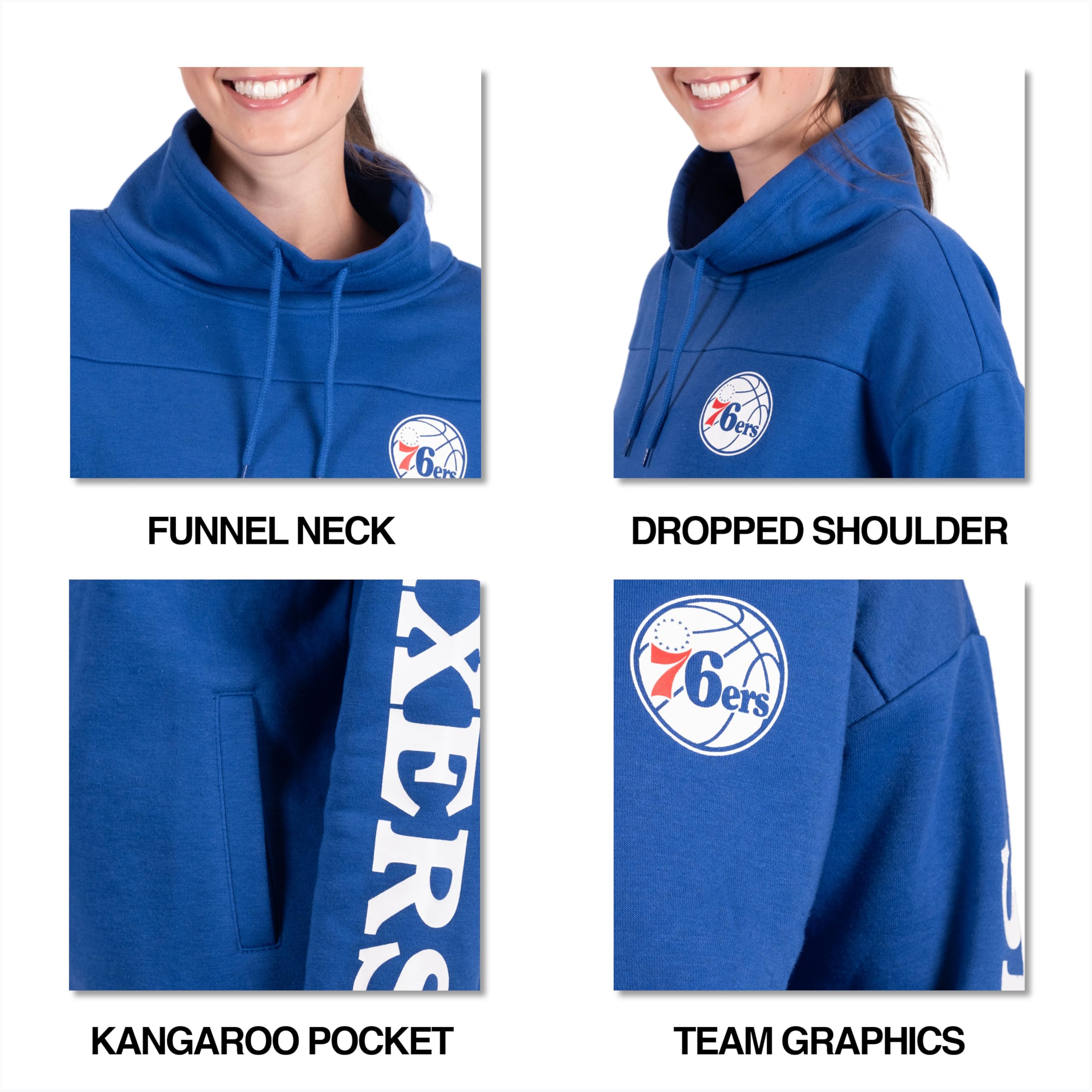 Ultra Game Women's NBA Official Fleece Hoodie Pullover Sweatshirt Funnel Neck - Image 3