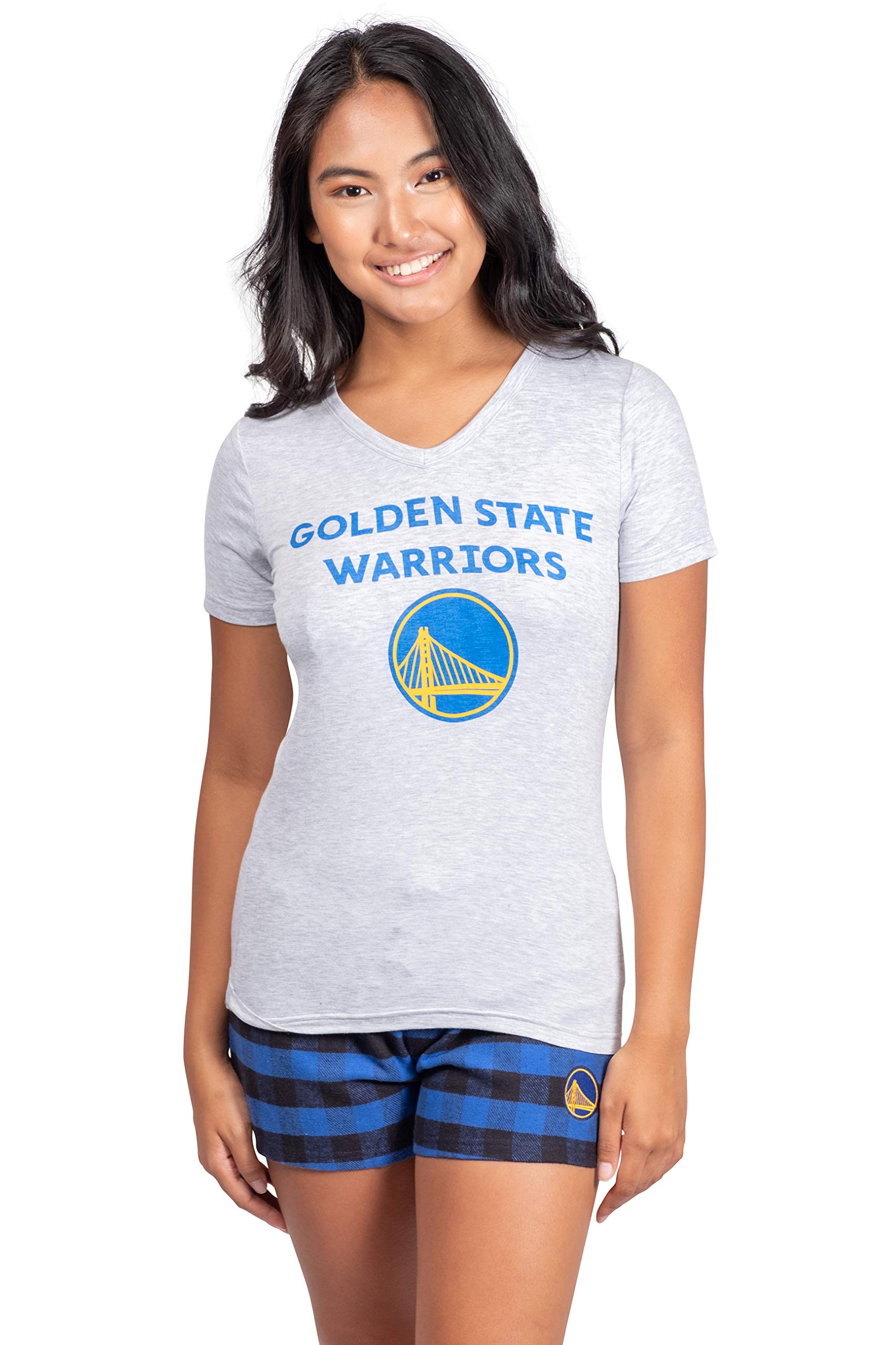Ultra Game Women's NBA Official Sleepwear Soft Tee Shirt & Flannel Shorts Loungewear Pajama Set