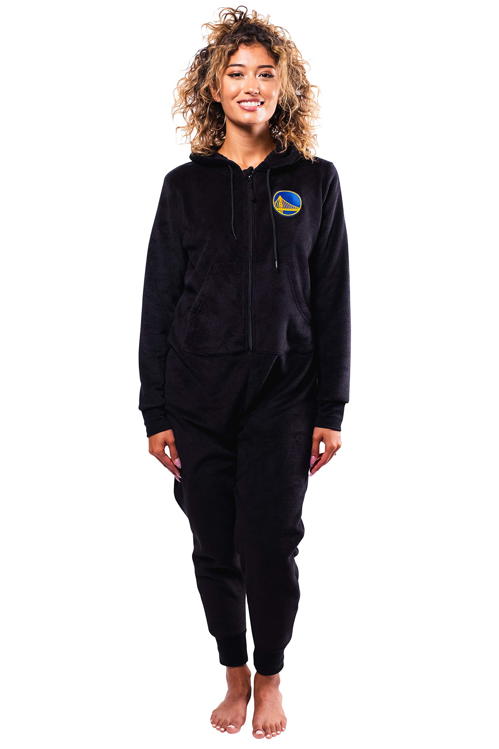 Ultra Game Women's NBA Official Sleepwear Super Soft Fleece Onesie Pajama Hooded Jumpsuit