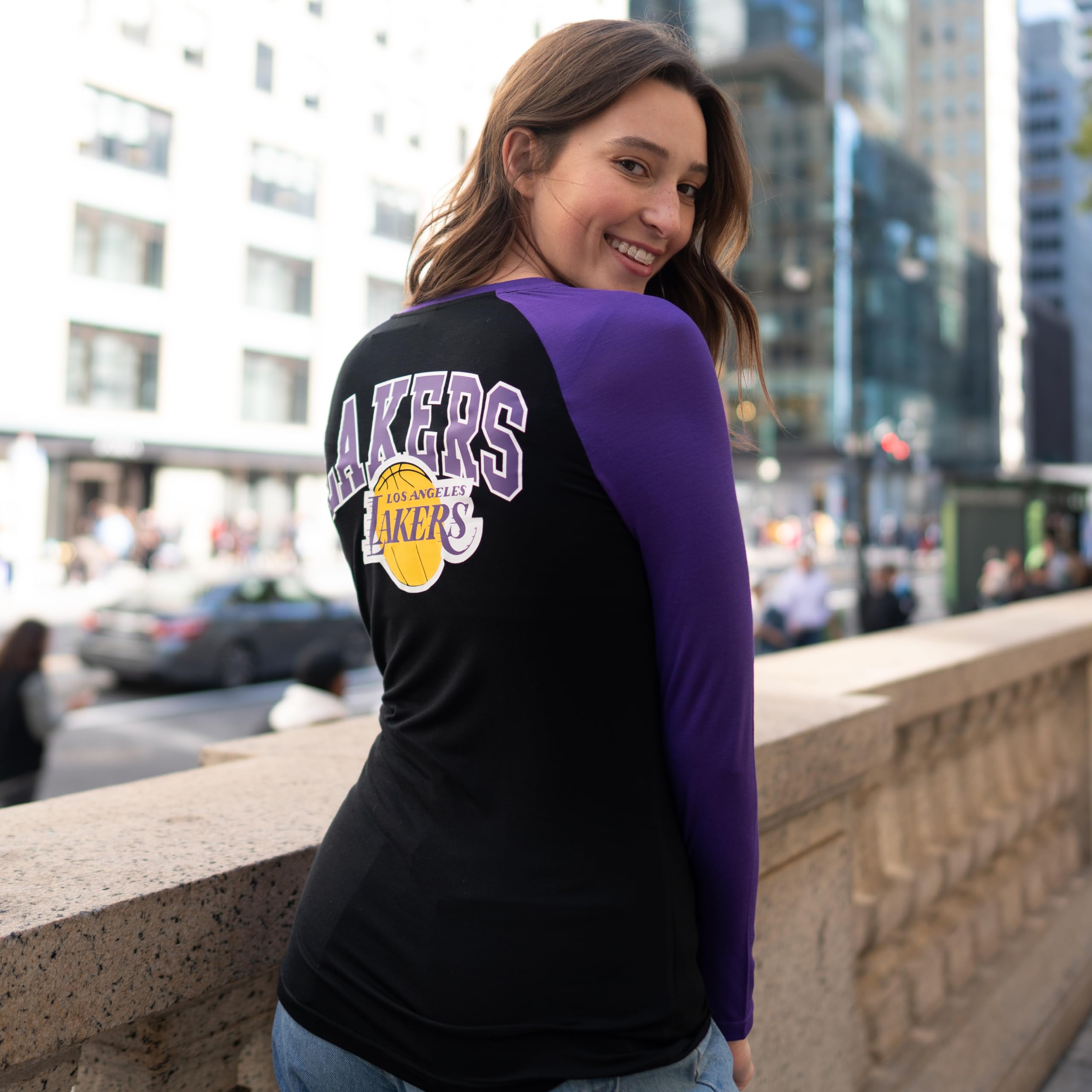 Ultra Game Women's NBA Official Standard Super Soft Long Sleeve Lace-Up Shirt - Image 4