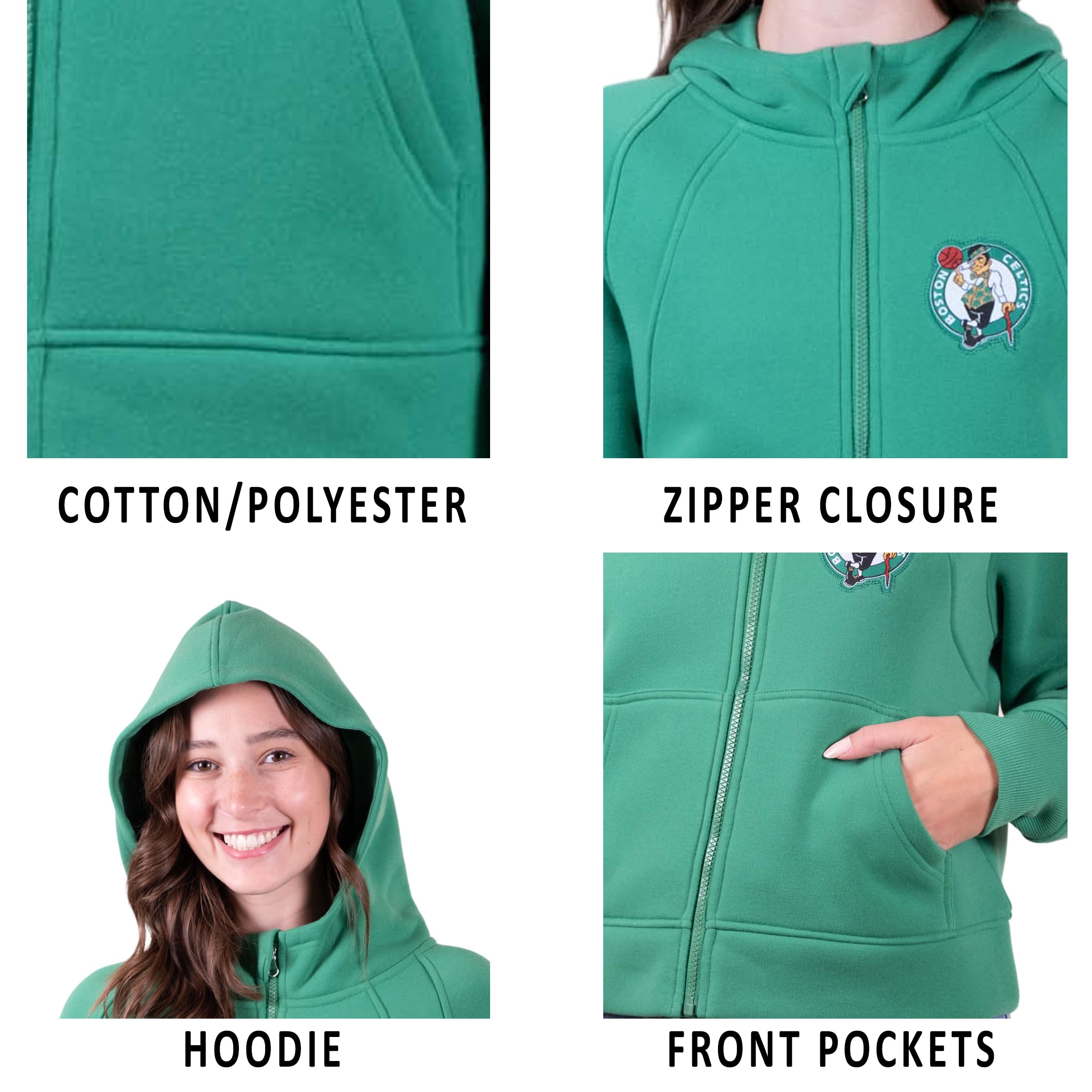 Ultra Game Women's NBA Official Super Soft Crop Top Full Zip Jacket Hoodie - Image 6