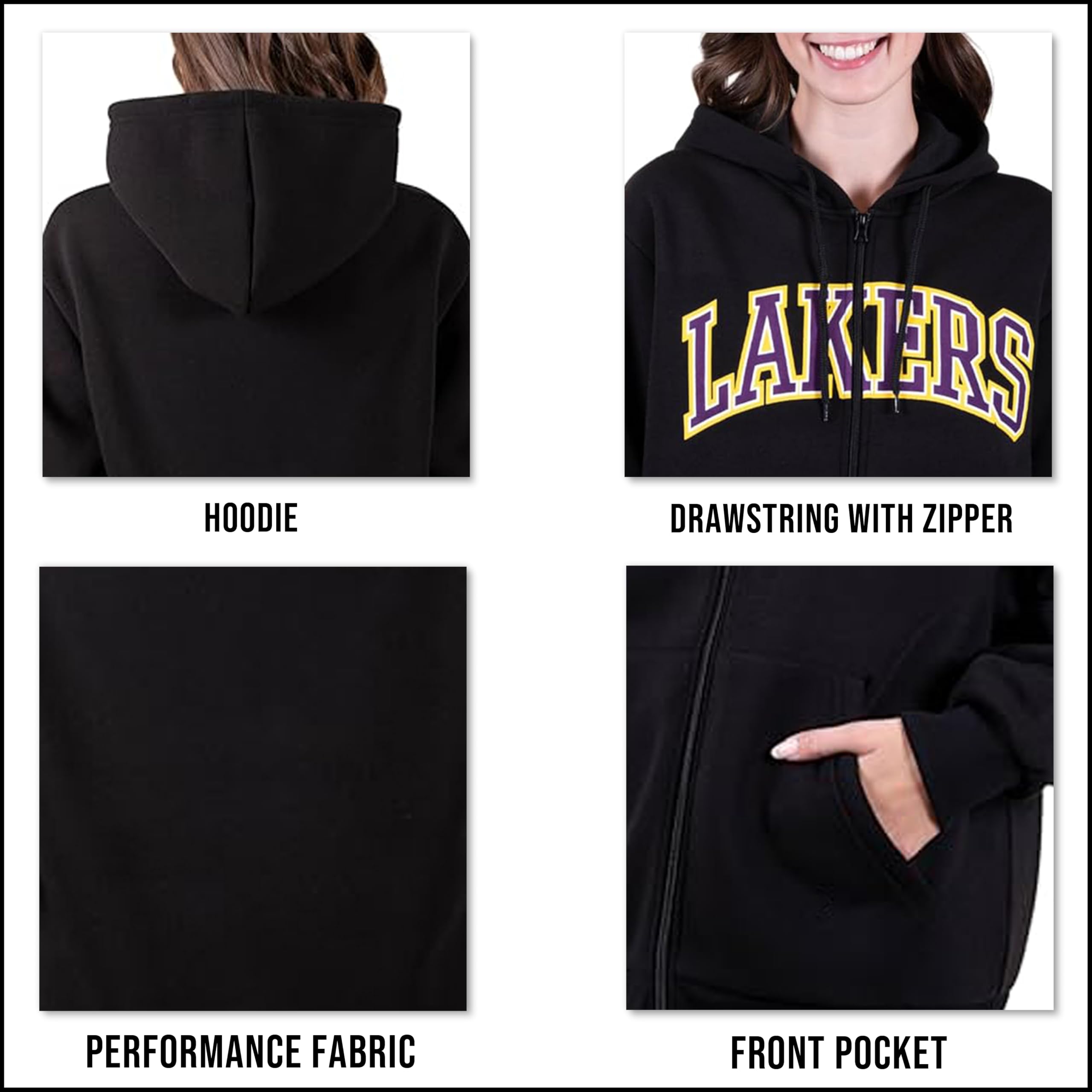 Ultra Game Women's NBA Official Super Soft Full Zip Hoodie Sweatshirt - Image 5