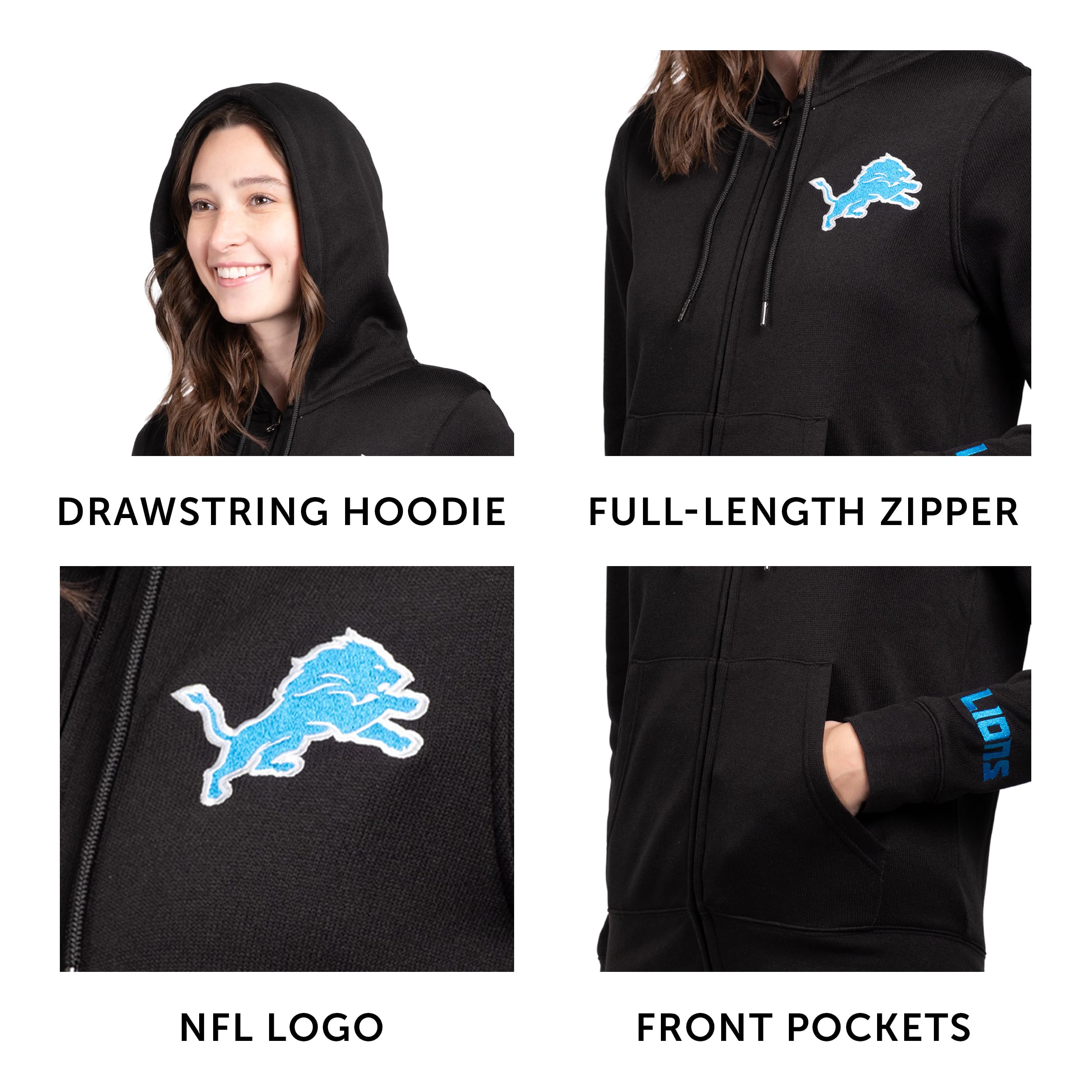 Ultra Game Women's NFL Official Full Zip Super Soft Marl Knit Hoodie Sweatshirt Jacket - Image 5