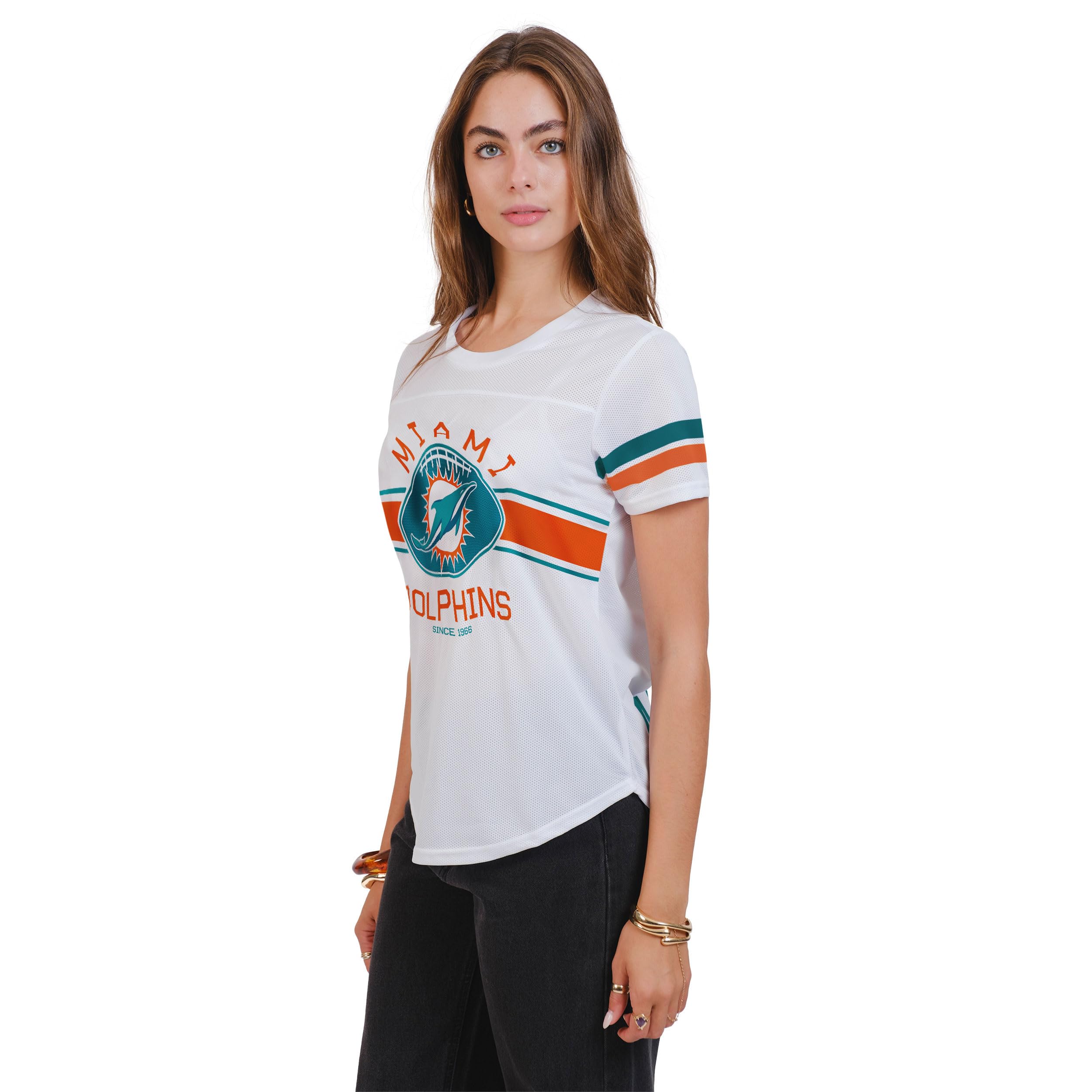 Ultra Game Women's NFL Official Soft Mesh Varsity Stripe T-Shirt - Image 3