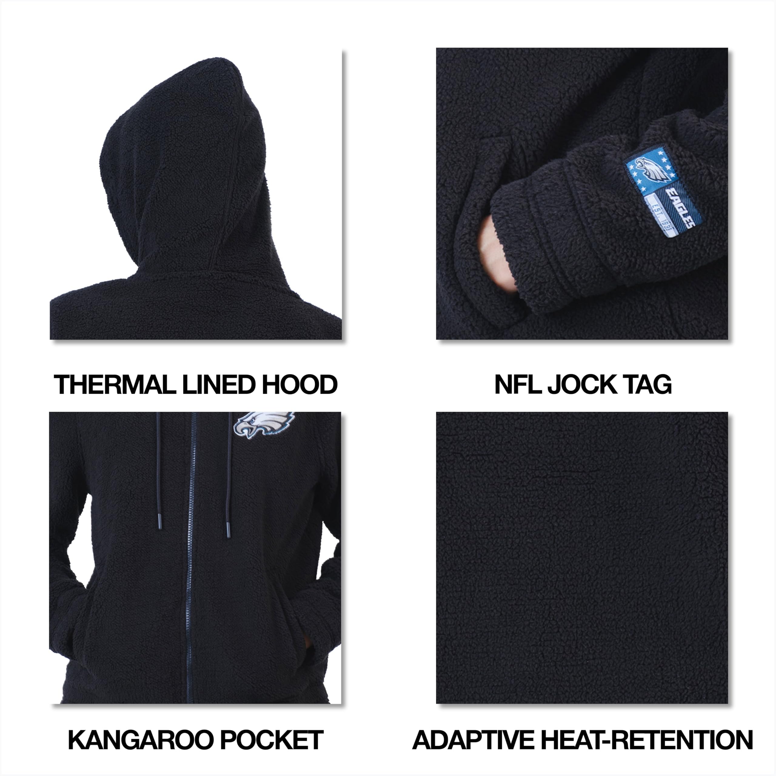 Ultra Game Women's NFL Official Super Soft Sherpa Full Zip Hoodie Sweatshirt Jacket - Image 5