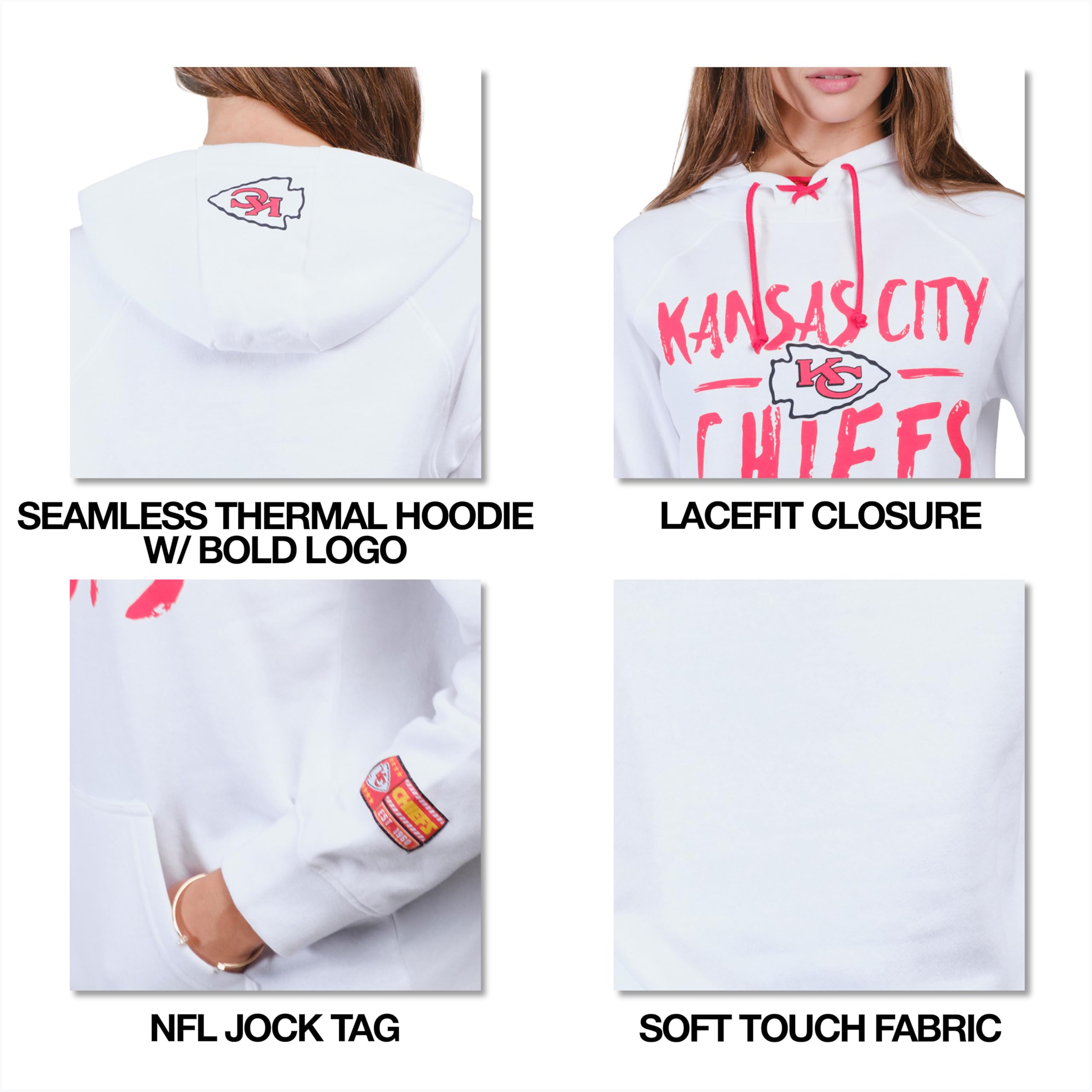Ultra Game Women's NFL Official Super Soft Tie Neck Hoodie Sweatshirt - Image 5