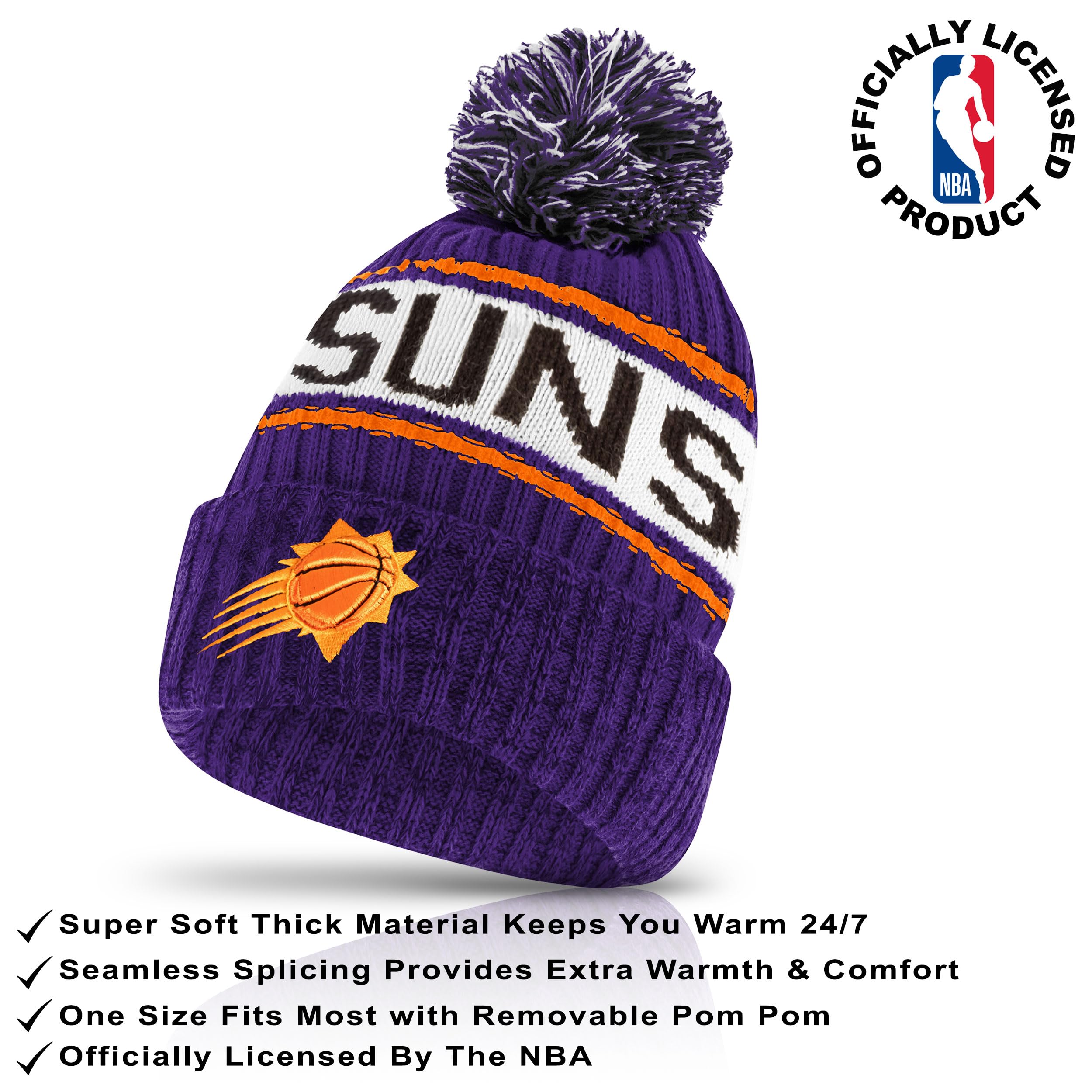 Ultra Game Youth NBA Official Super Soft Winter Beanie Knit Hat with Extra Warm Touch Screen Gloves - Image 2