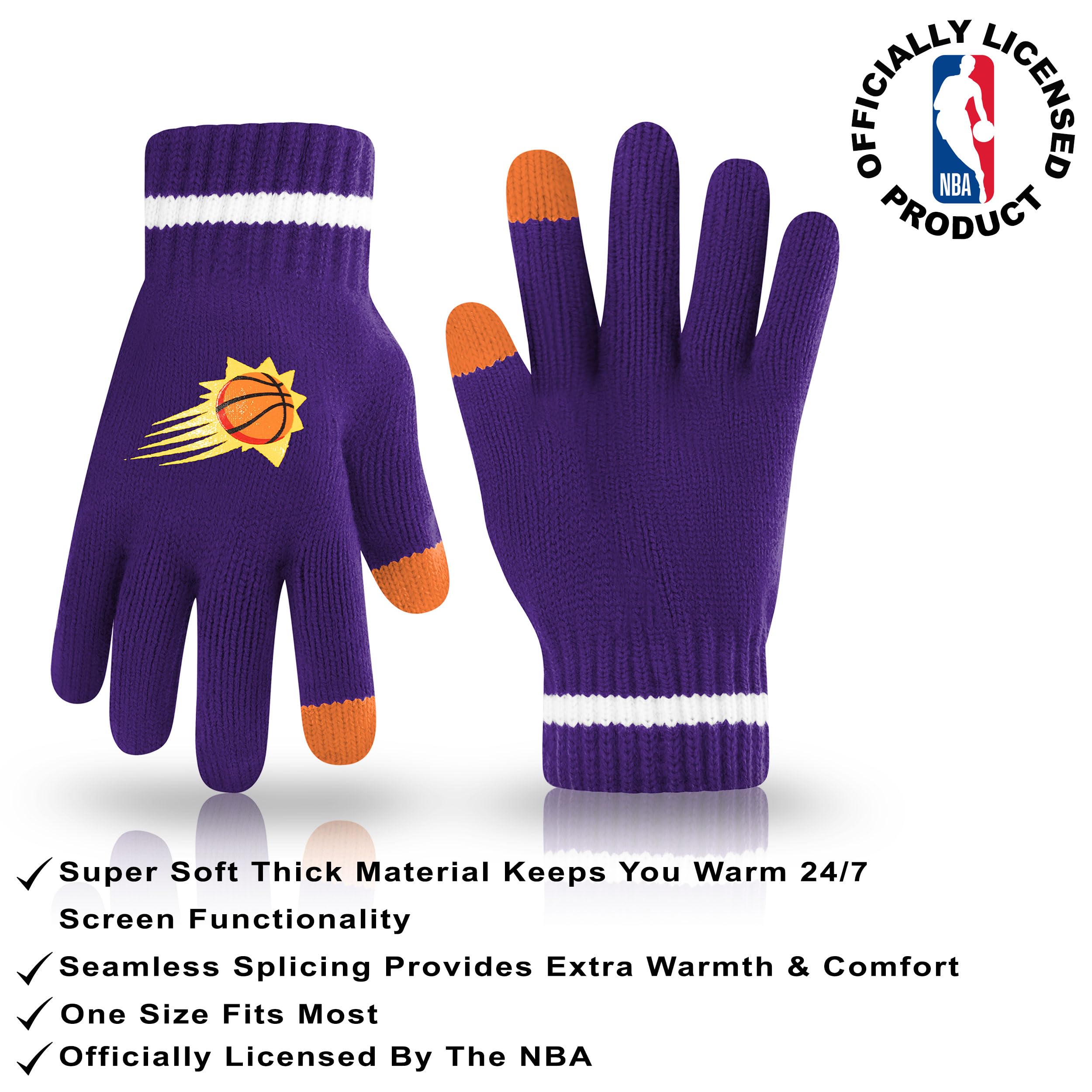 Ultra Game Youth NBA Official Super Soft Winter Beanie Knit Hat with Extra Warm Touch Screen Gloves - Image 3