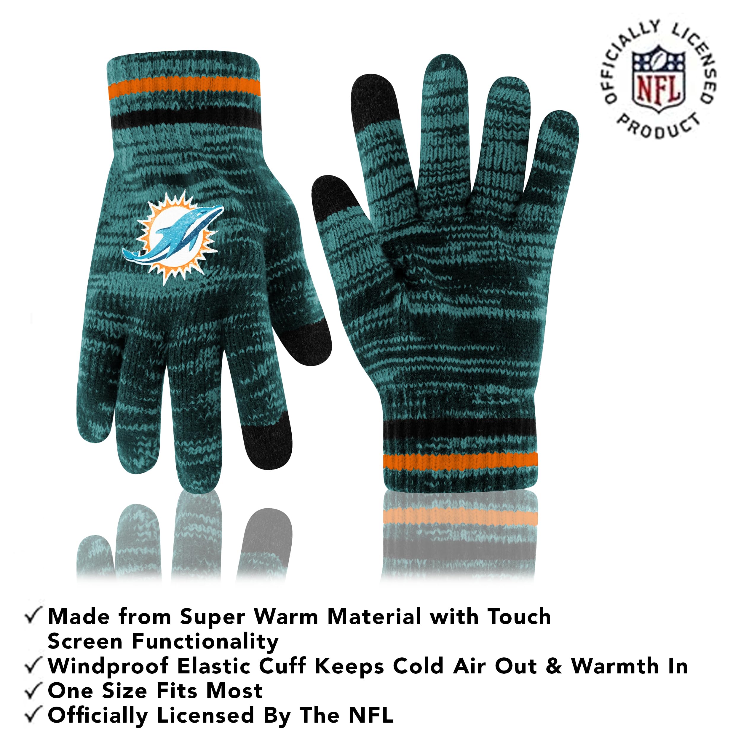 Ultra Game Youth NFL Official Super Soft Marl Knit Winter Beanie Knit Hat with Extra Warm Touch Screen Gloves - Image 3