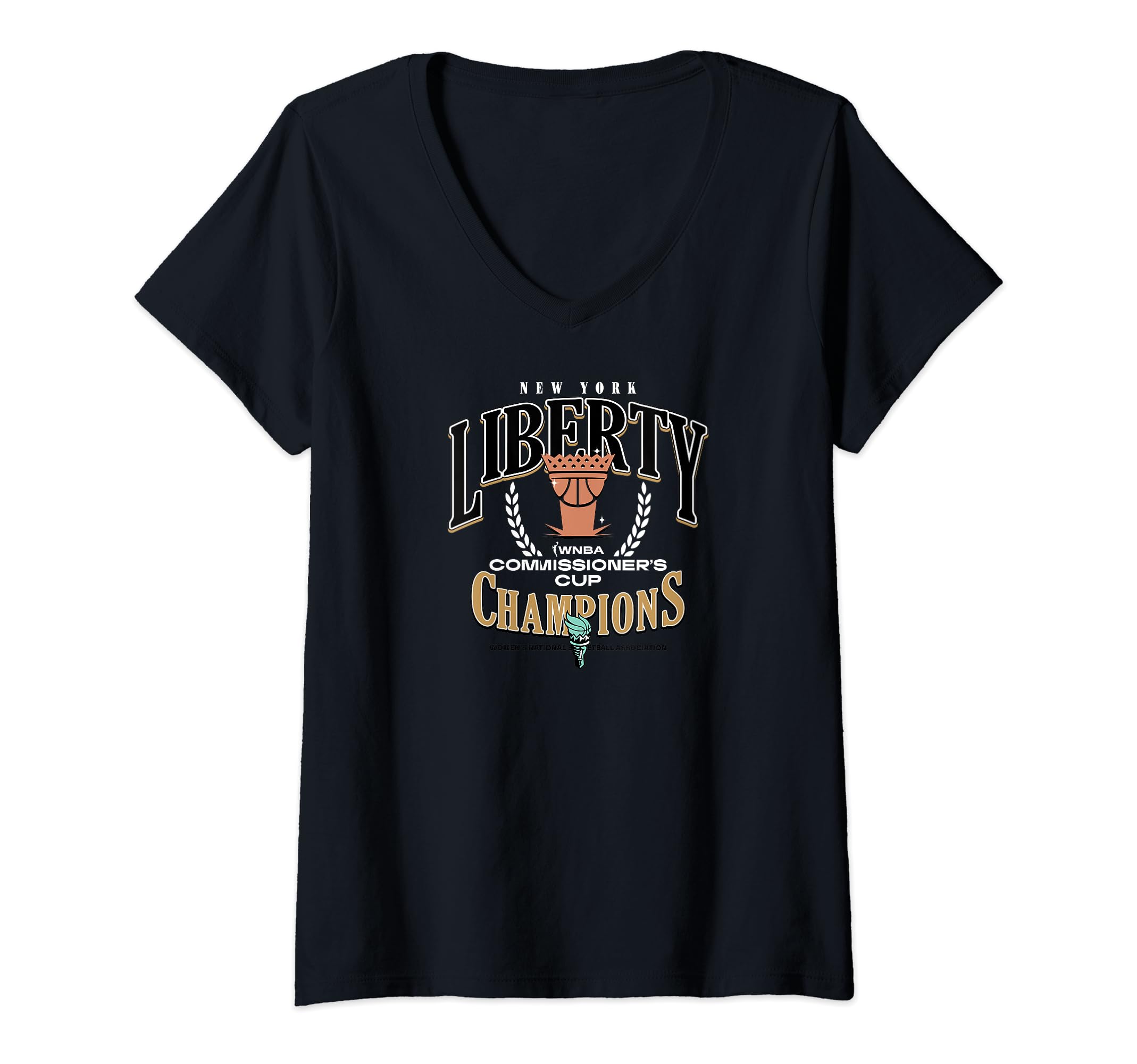 Womens WNBA New York Liberty Commissioner's Cup 2023 Crown Affair V-Neck T-Shirt